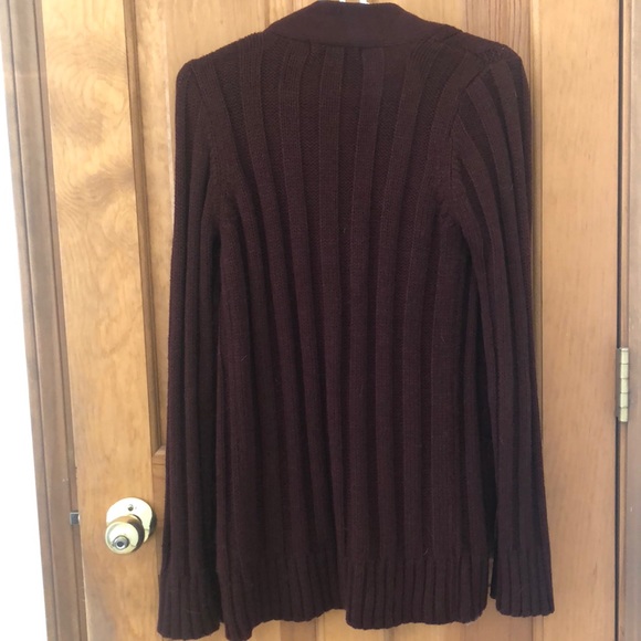 Burgundy cable knit chunky sweater - Picture 2 of 6